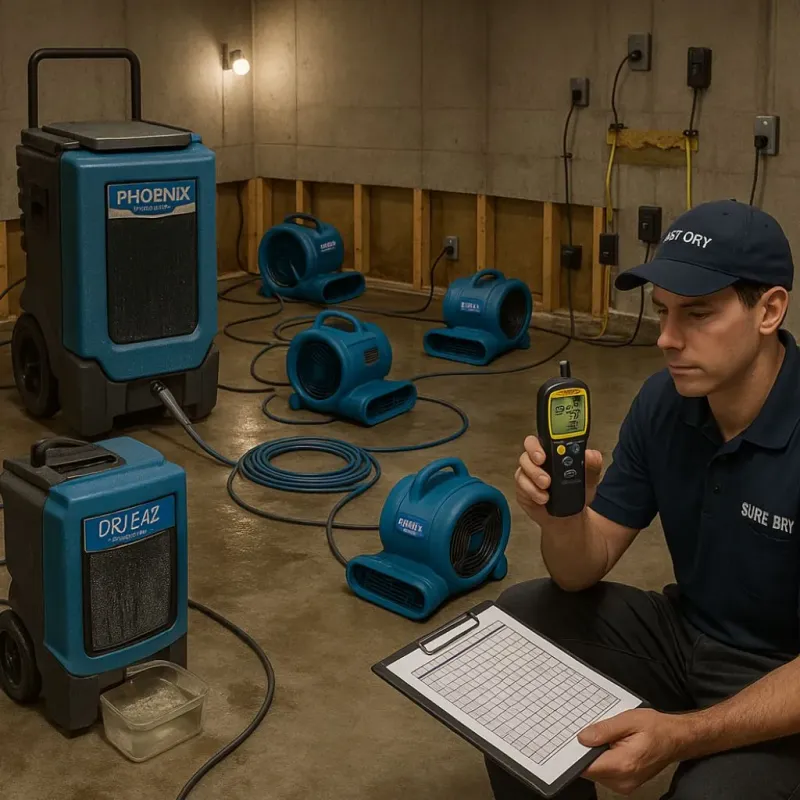 Structural Drying and Dehumidification process in Cavetown, MD